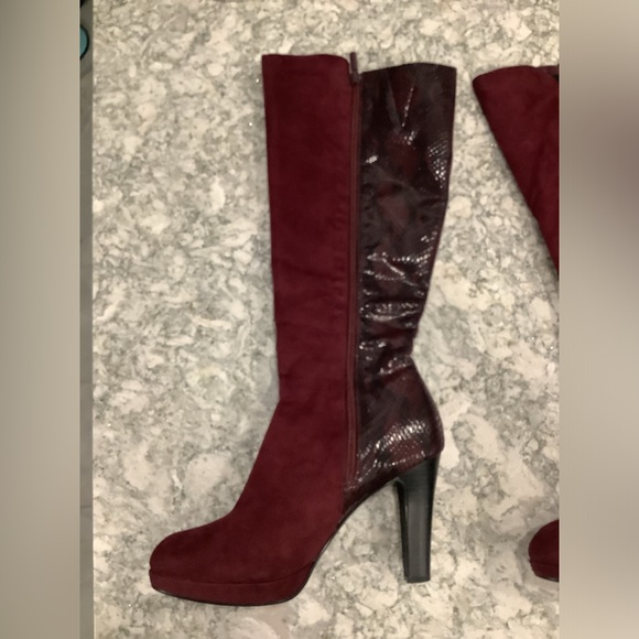 Impo Stretch faux suede and faux snake print tall heeled boots - Picture 6 of 15